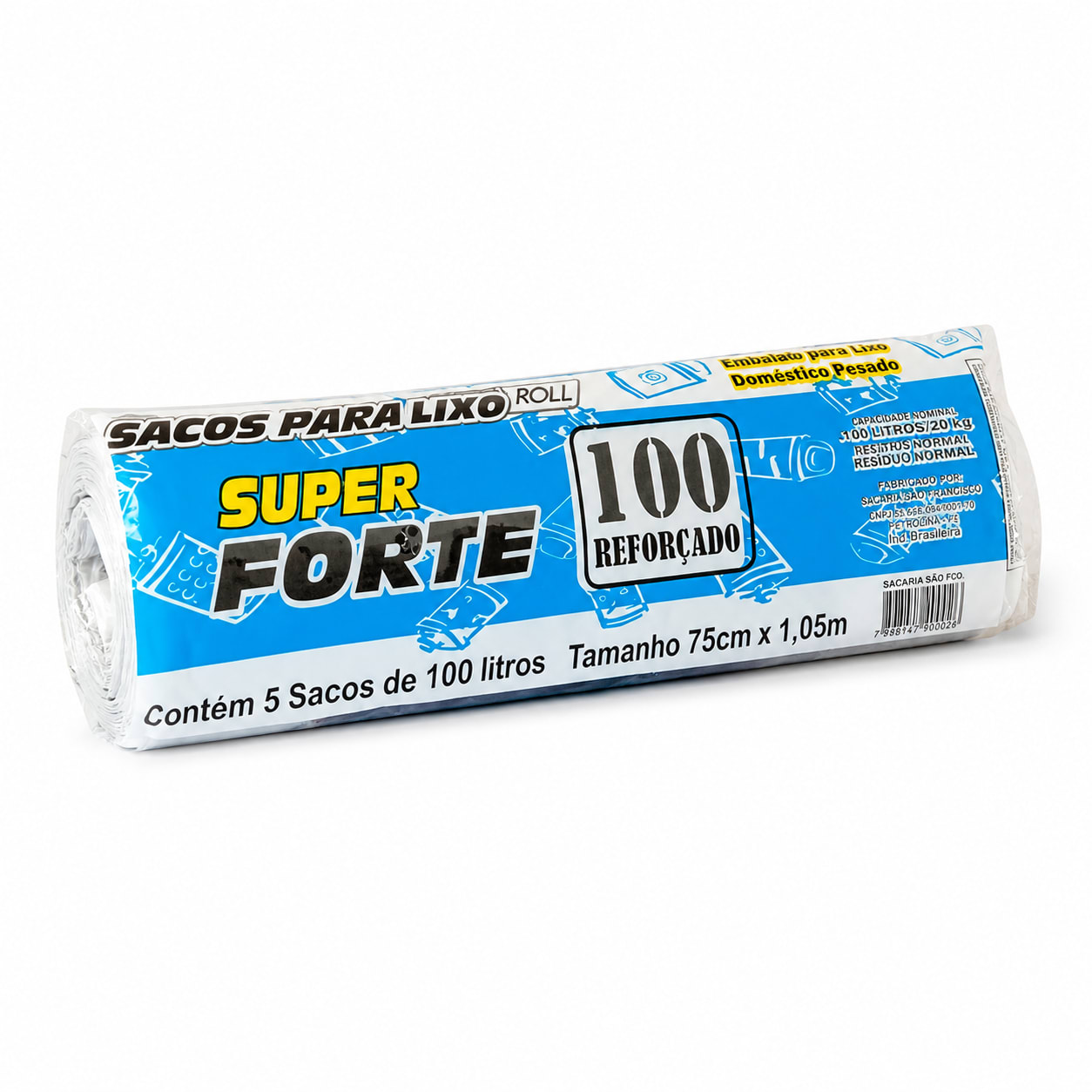 SACO LIXO SUPER FORTAO 100L 0,07 75X105 C/5