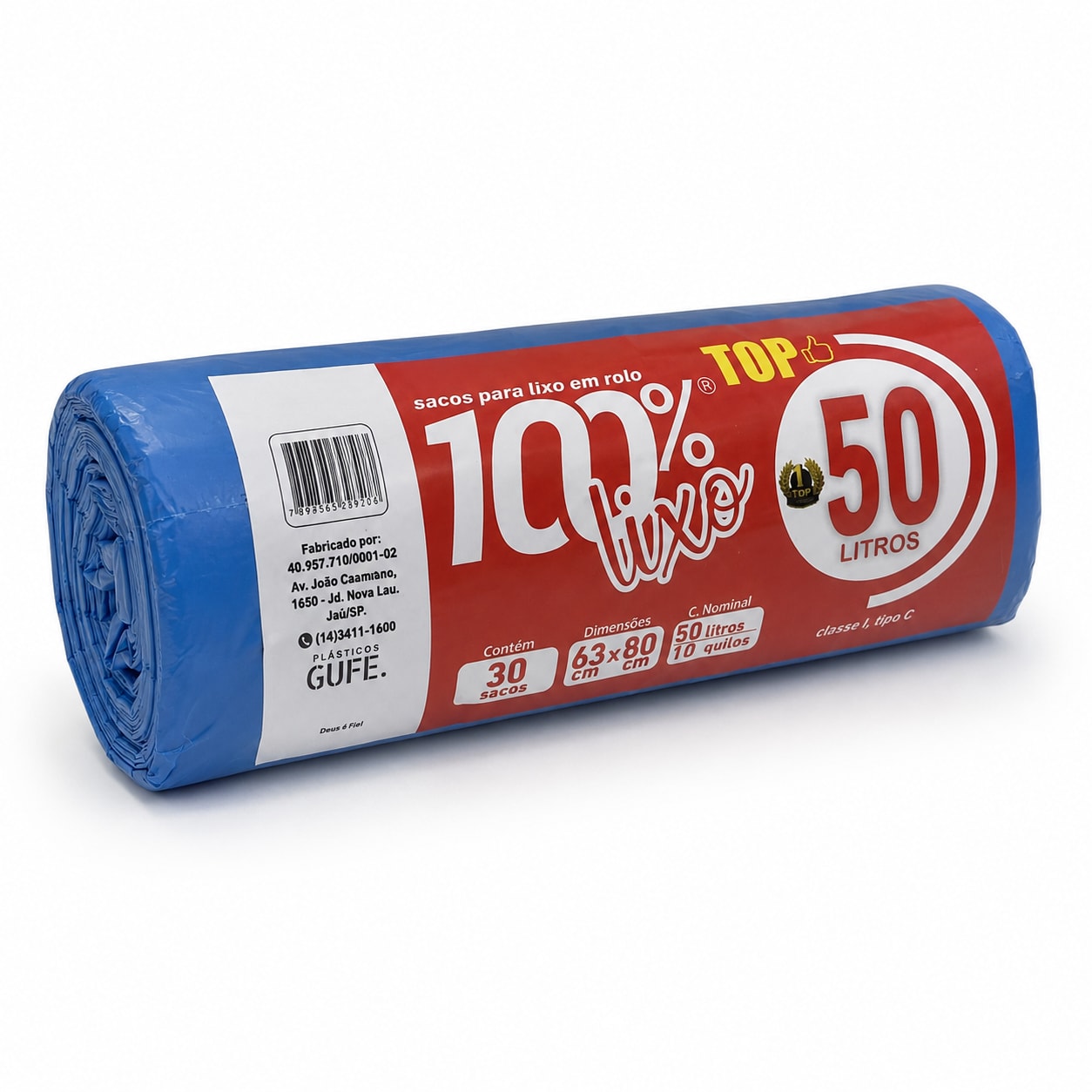 SACO PARA LIXO 50L AZUL 63X80CM 26 MICRAS RL.C/30 49142 - CENTRAL PLAS