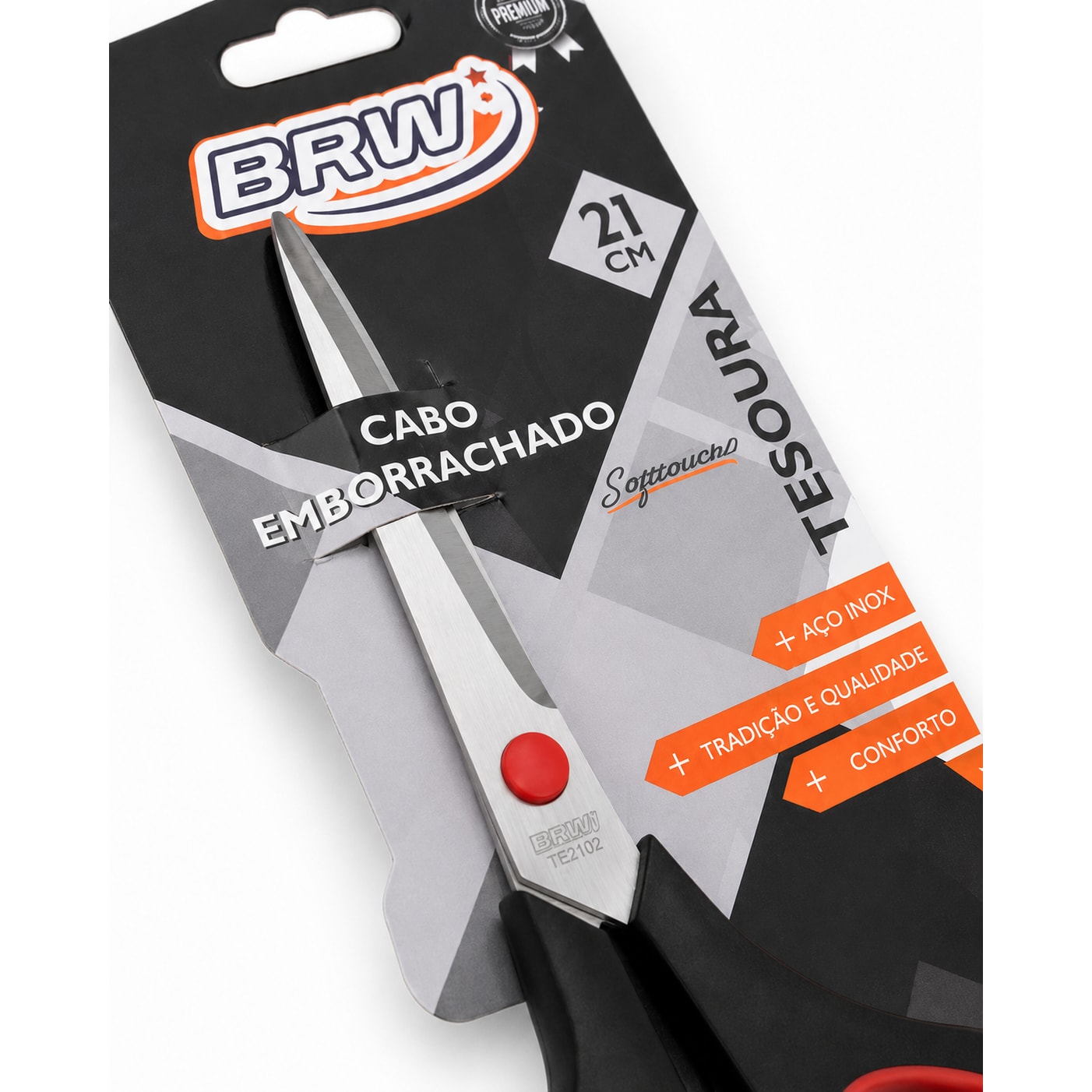 TESOURA ERGONOMICA CABO PRETO 21CM BLISTER TE2102 - BRW