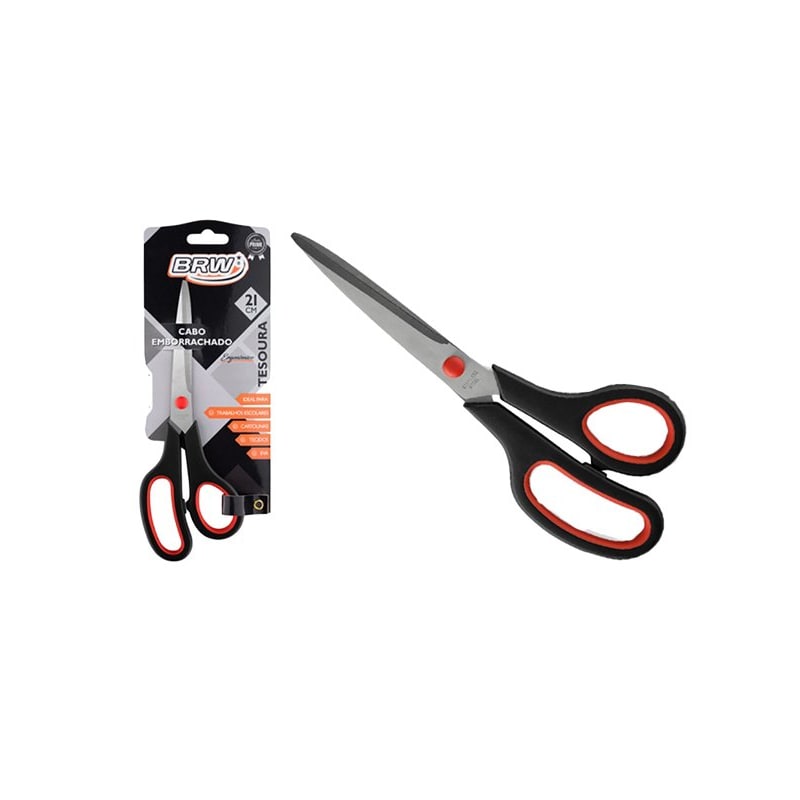 TESOURA ERGONOMICA CABO PRETO 21CM BLISTER TE2102 - BRW