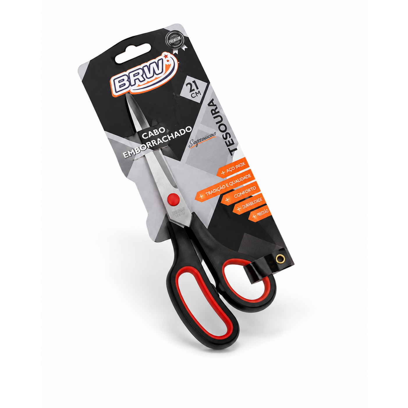 TESOURA ERGONOMICA CABO PRETO 21CM BLISTER TE2102 - BRW