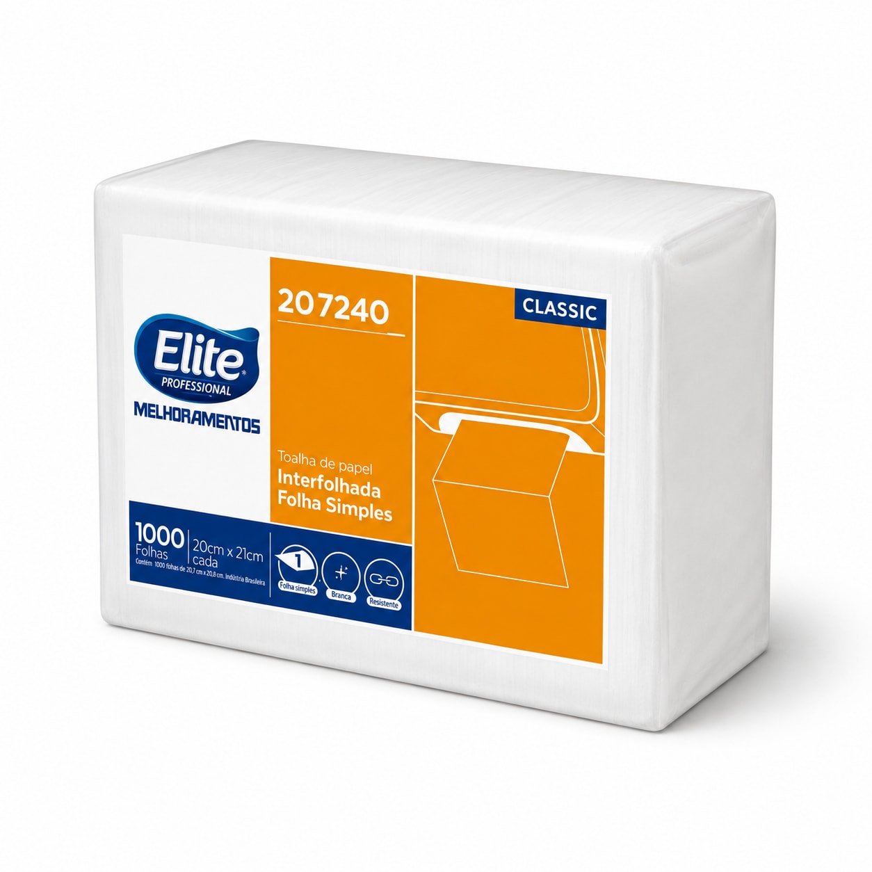 TOALHA INTERFOLHA 20x21CM 1000 FLS BRANCO 2 20G BR