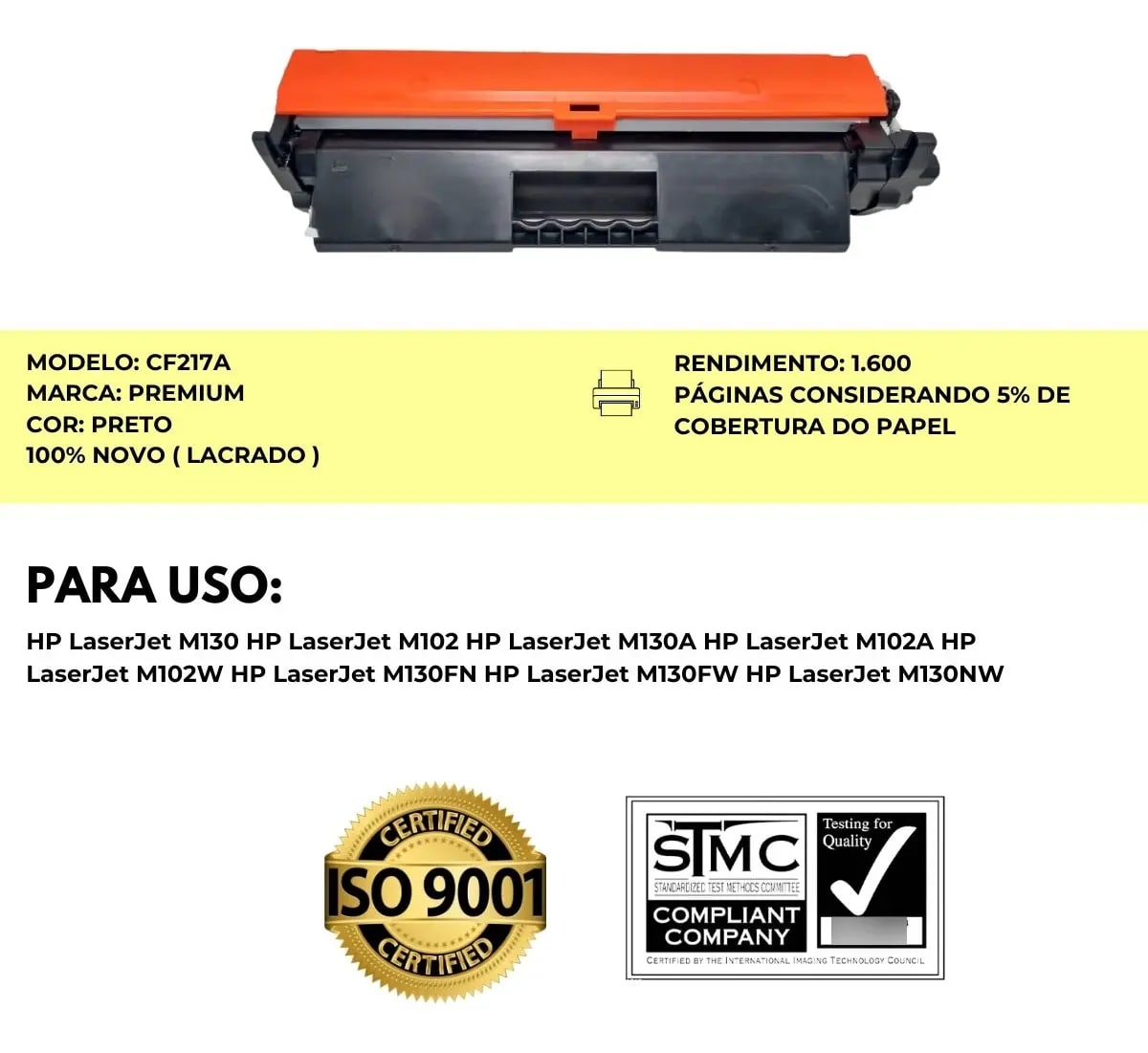 TONER COMPATIVEL CF217A/1000/1085 C/CHIP EVOLUT