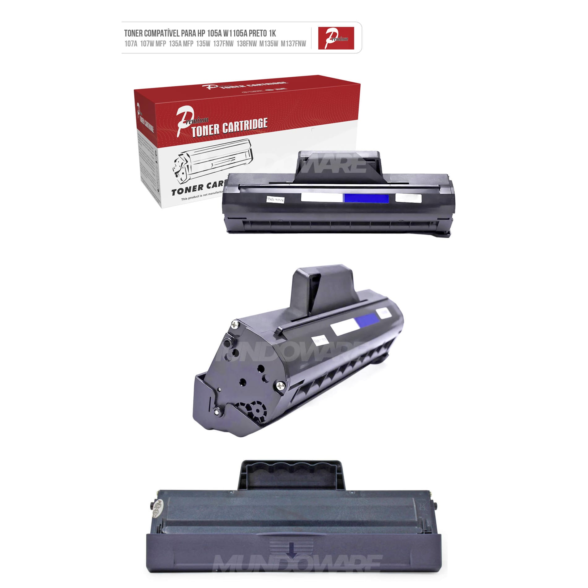TONER COMPATIVEL HP 105A W1105A C/ CHIP UNIV 1K